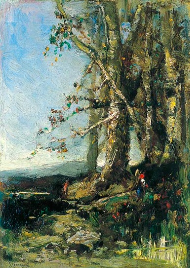 Erdőben 19x13 cm olaj fa jelezve balra lent k. spányi kieselbach galéria 17. aukció Erdőben 19x13 cm olaj fa jelezve balra lent k. spányi kieselbach galéria 17. aukció